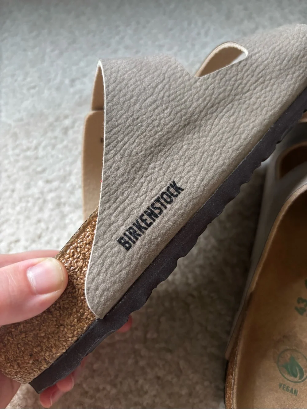 Birkenstock Arizona Vegan Slide Sandals Light Tan Men's Size 10 / EU 43 New